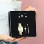 Gold Plated Snowflake Jewelry Set - Watch Set - Gift Set - Image 2