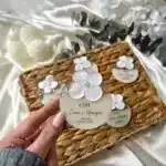 Medium Flower Detailed Pearl Silver Magnet - Engagement, Wedding, Henna, Gift