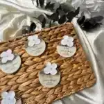 Medium Flower Detailed Pearl Silver Magnet - Engagement, Wedding, Henna, Gift - Image 3