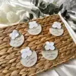 Medium Flower Detailed Pearl Silver Magnet - Engagement, Wedding, Henna, Gift - Image 4