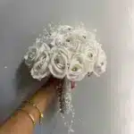 Velvet Rose Bridal Bouquet with Beaded Stones - Wedding, Marriage, Gift - Image 2