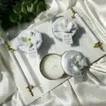 Metal Box Candle with Flower Details Engagement, Wedding, Henna Ceremony, Marriage, Gift - Image 2